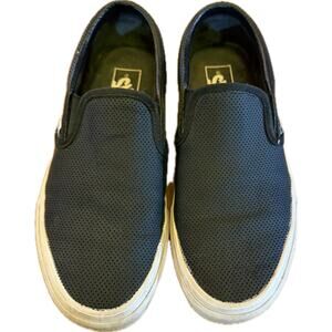 Vans Classic Slip-On Sneakers Unisex Black Perforated Size Men 7 Women 8.5